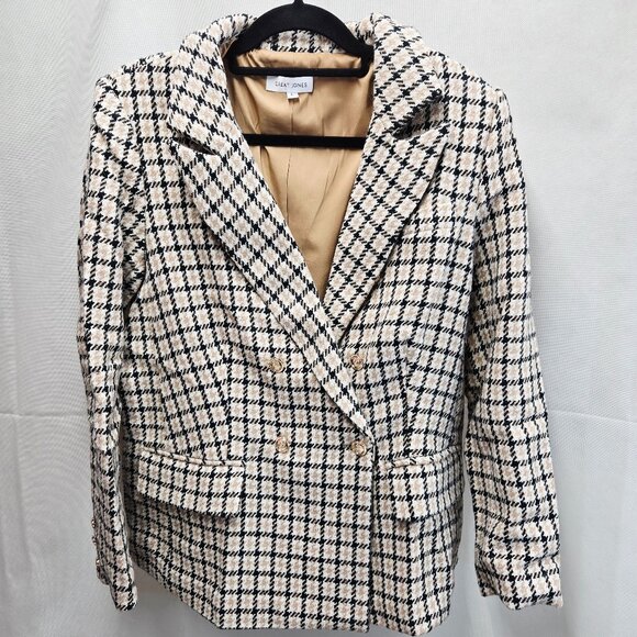 NEW GREAT JONES TAN/CREAM/BLACK PLAID HOUNDSTOOTH BLAZER LARGE MSRP $225 - Picture 4 of 16